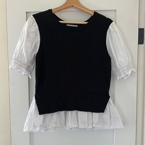 Like new! Anthropologie Layered Poplin Sleeve Sweater - Size S
